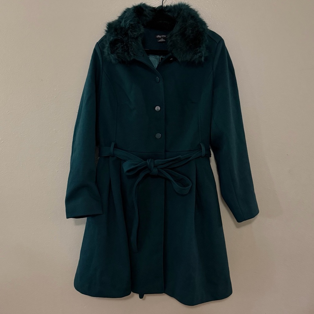 NWT City Chic Blushing Belle Coat - Jade Green - Size 20 / L - Picture 7 of 16